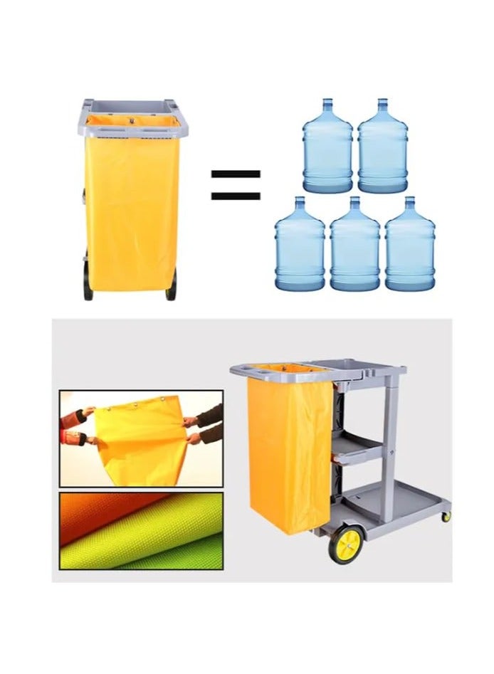 VINSTAR Cleaning Cart Grey Large (120 x 46 x 100cm) 3-Shelf Janitorial Cleaning Trolley, 99kg Capacity Plastic Housekeeping Utility Cart, with 100 LTR PVC Removable Bag - Image 4