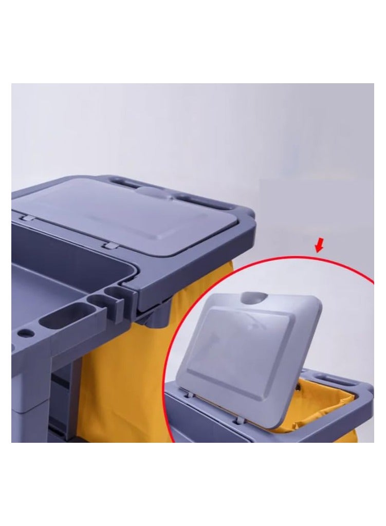 VINSTAR Cleaning Cart Grey Large (120 x 46 x 100cm) 3-Shelf Janitorial Cleaning Trolley, 99kg Capacity Plastic Housekeeping Utility Cart, with 100 LTR PVC Removable Bag - Image 5