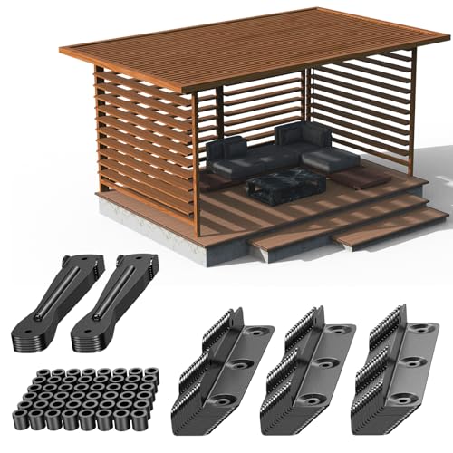 Dolenor Louvers for Pergola Deck Sunblind System Adjustable Louver Bracket Kit with 304 Stainless Steel Hardware for Bahama Shutters Privacy Fence DIY Wood Slat Shade Roof - Image 1