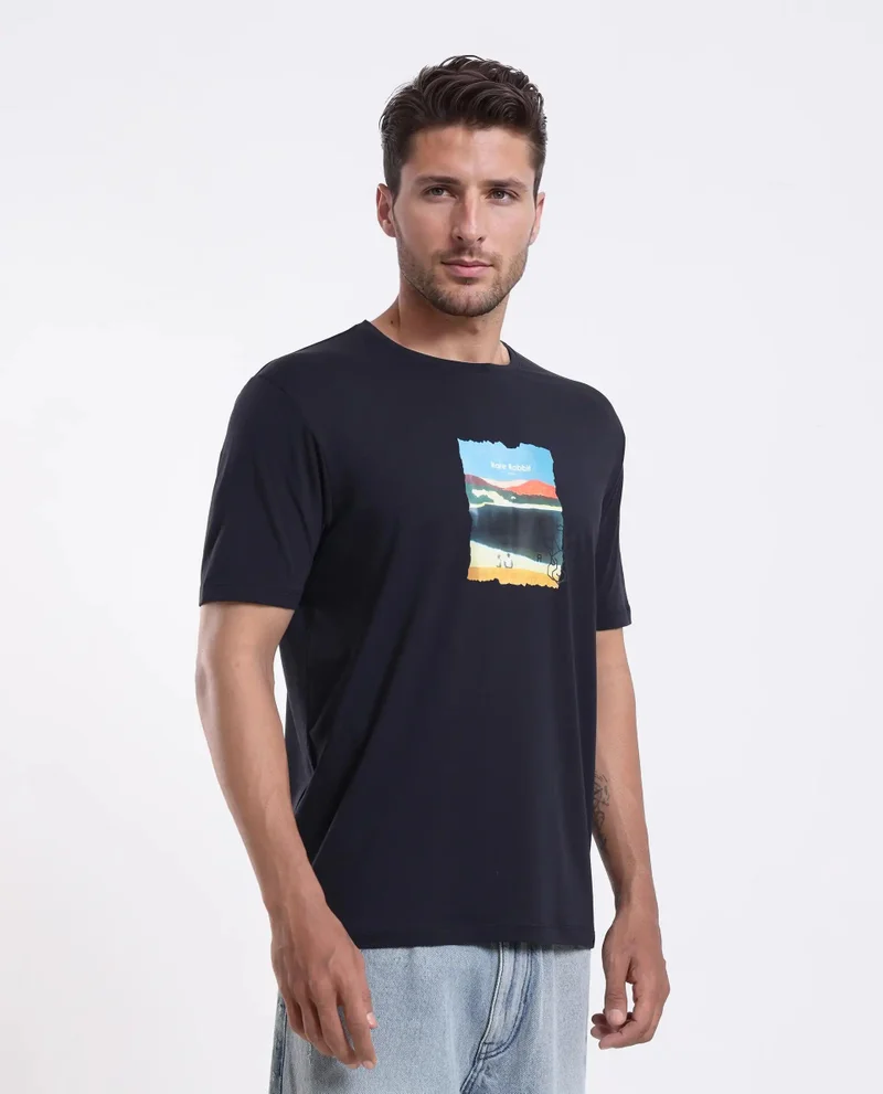 Rare Rabbit Men's Regular Fit Logo Graphic Print T Shirt