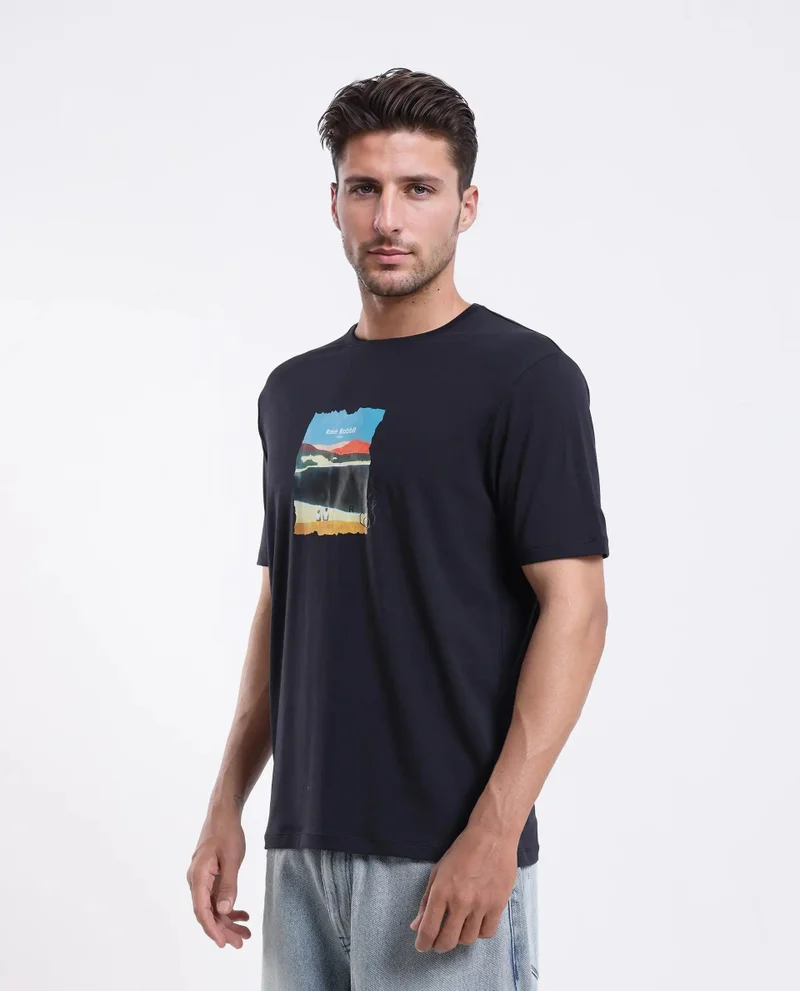 Rare Rabbit Men's Regular Fit Logo Graphic Print T Shirt