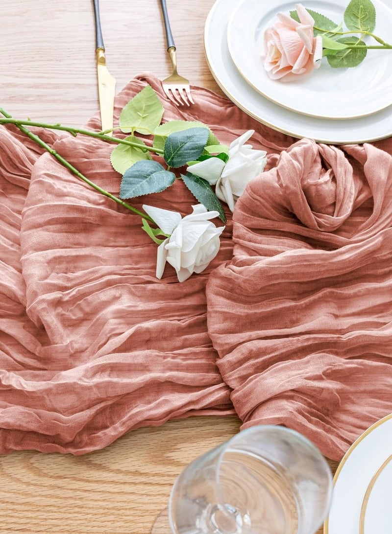 مفرش طاولة من القماش القطني، مفرش طاولة زفاف، مفرش طاولة من الشاش البوهيمي، ديكور طاولة شفاف ريفي (90 × 300 سم) - Image 2