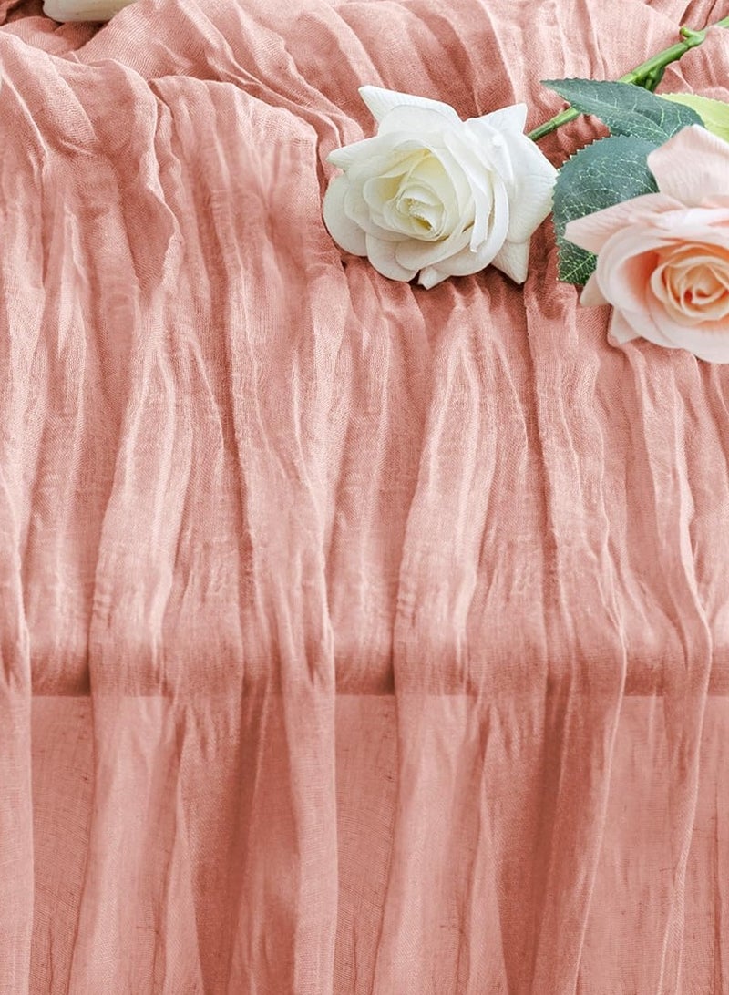 مفرش طاولة من القماش القطني، مفرش طاولة زفاف، مفرش طاولة من الشاش البوهيمي، ديكور طاولة شفاف ريفي (90 × 300 سم) - Image 5