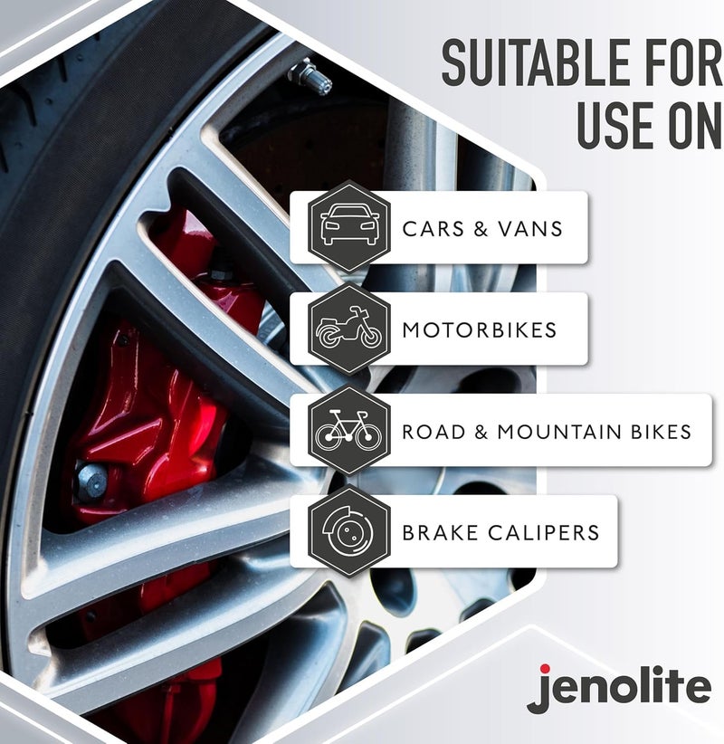 JENOLITE طلاء مكبس الفرامل | أسود | استعادة وتحويل مكابس فرامل السيارة | RAL 9005 | 400 مل (13.5 أونصة سائلة) - Image 3