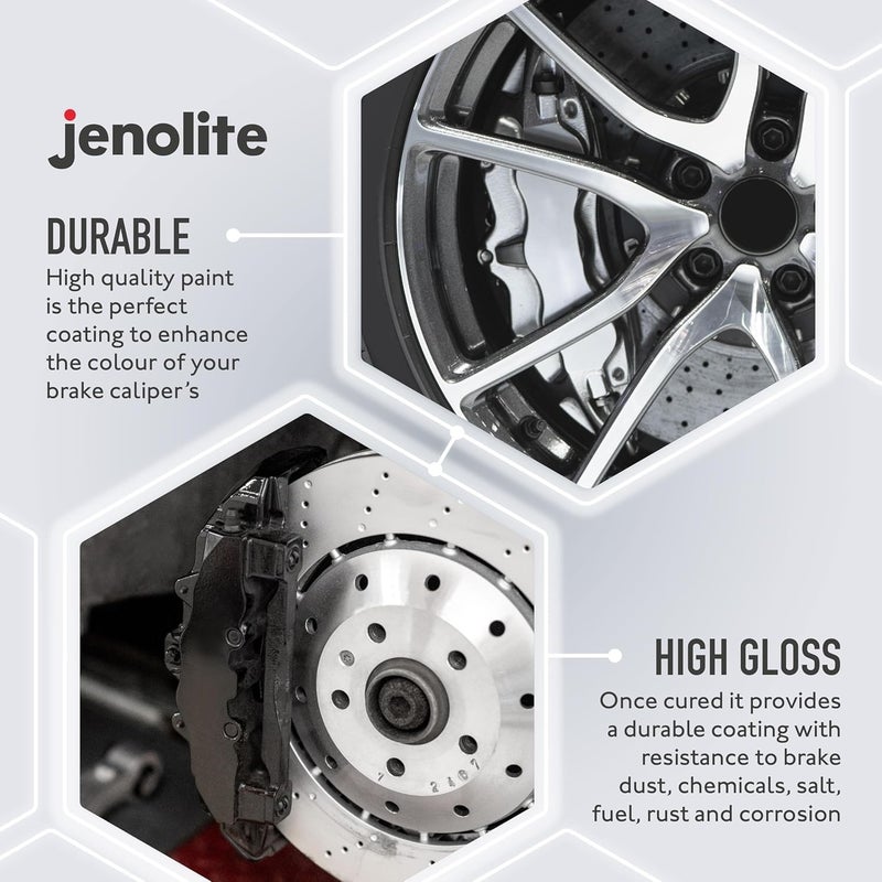 JENOLITE طلاء مكبس الفرامل | أسود | استعادة وتحويل مكابس فرامل السيارة | RAL 9005 | 400 مل (13.5 أونصة سائلة) - Image 4