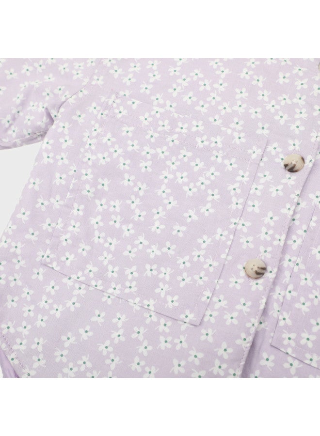 Zara Kids Floral Print Cute Fresh Pure Cotton Comfortable Versatile Long Sleeve Lapel Jacket - Image 5