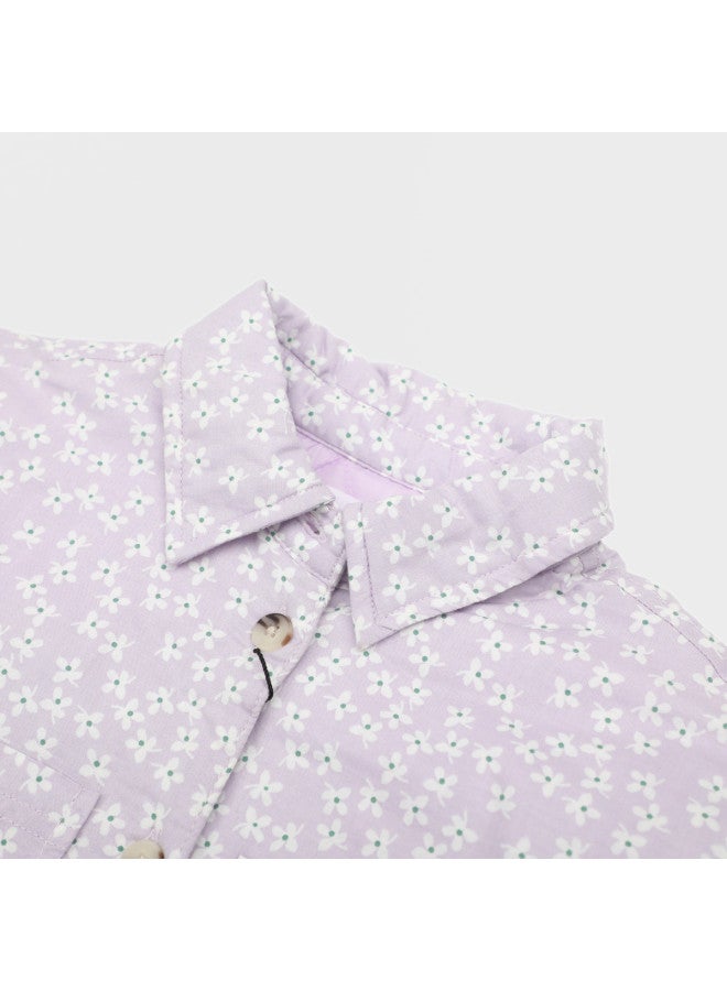 Zara Kids Floral Print Cute Fresh Pure Cotton Comfortable Versatile Long Sleeve Lapel Jacket - Image 4