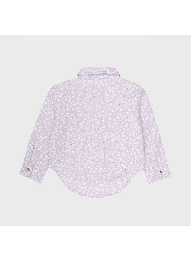 Zara Kids Floral Print Cute Fresh Pure Cotton Comfortable Versatile Long Sleeve Lapel Jacket - Image 3