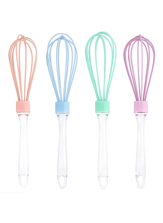 10 Inch Manual Transparent Handle Egg Beater Plastic Handle Cream Mixer 12 Inch 5 Wire Silicone Egg Beater-Color:10inch Transparent Handle (random Color)  - Image 1