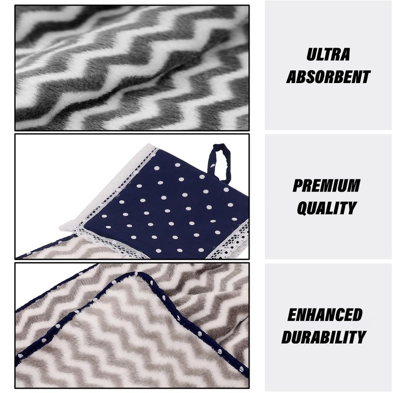 Kuber Industries Kuber Industries Pack of 2 Soft Cotton Hand Kitchen Towel with Hanging Loop | Double Sided Hand Towels for Wash Basin & Bathroom | Easy to Wash & Reusable | Zig Zag Pattern | Multi  - Image 5