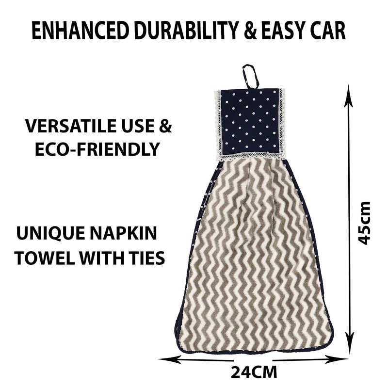 Kuber Industries Kuber Industries Pack of 2 Soft Cotton Hand Kitchen Towel with Hanging Loop | Double Sided Hand Towels for Wash Basin & Bathroom | Easy to Wash & Reusable | Zig Zag Pattern | Multi  - Image 3