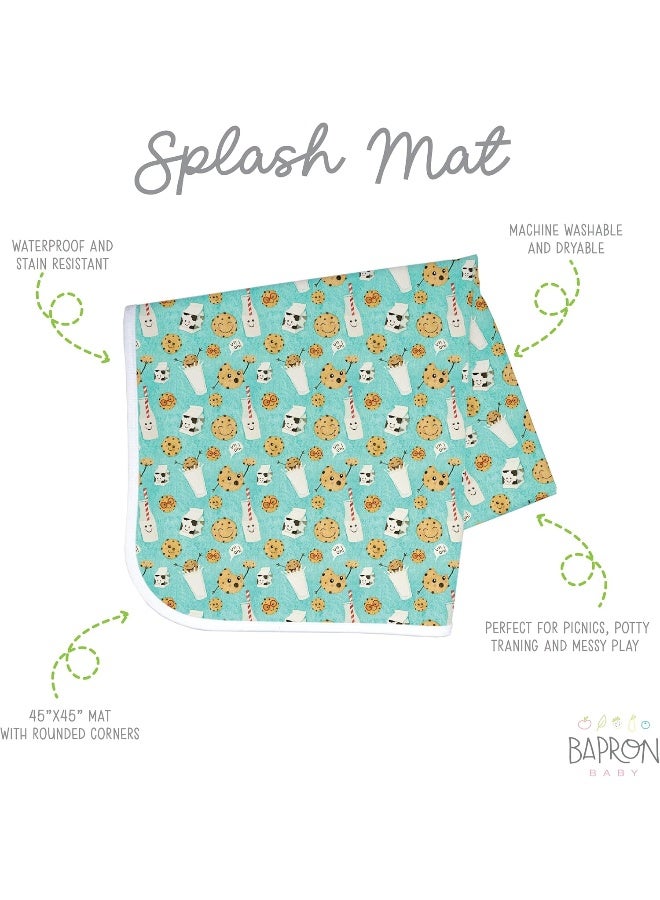 BapronBaby Cookies & Milk Splash Mat - Waterproof Catch-All for Floor, Table, or High Chairs - Machine Washable - 45" x 45" - Image 2