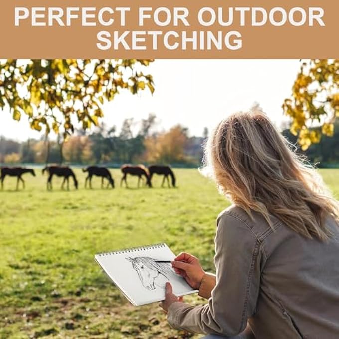 6 PCS A4 SPIRAL SKETCH PADS - 50 SHEETS EACH, 60LBS (100GSM) BLANK PAPER, LARGE SKETCHING & DRAWING NOTEBOOKS, BACK TO SCHOOL SUPPLIES FOR TEACHERS, STUDENTS & KIDS - Image 5