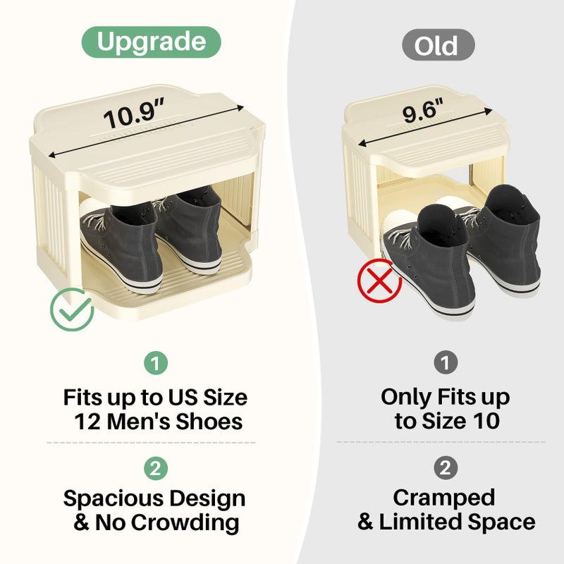 Kitstorack Vertical Shoe Rack: 8 Tiers Stackable Shoe Rack for Closet DIY Free Standing Shoe Organizer Small Shoe Shelf for Small Spaces and Narrow Spaces Plastic, White - Image 3