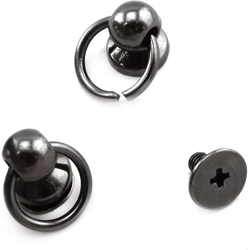 Aifeier ET 30 PCS Screwback Screw Rivet Stud Black Round Head Nail with Pull Ring DIY Accessory Nail for Leather Craft, Clothes, Bags,Hats, Belts etc. - Image 2