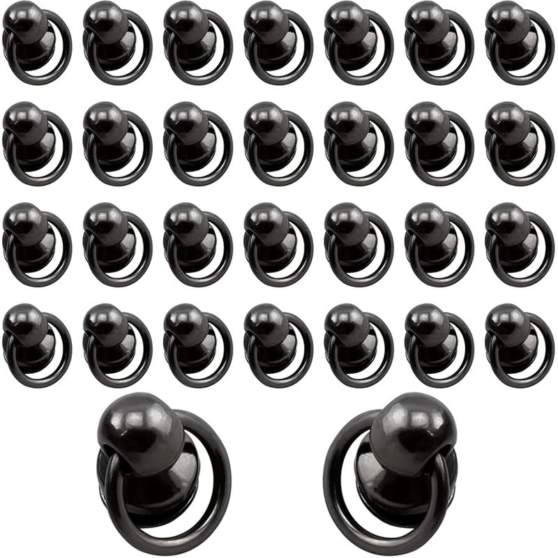 Aifeier ET 30 PCS Screwback Screw Rivet Stud Black Round Head Nail with Pull Ring DIY Accessory Nail for Leather Craft, Clothes, Bags,Hats, Belts etc. - Image 1