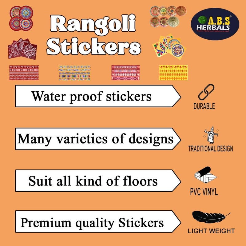 ABS HERBALS 3D Rangoli Sticker kolam Sticker Traditional ArtDesign PVC Self Adhesive Sticker for Pooja Room Home Entrance Wall Tile Floor CM3pic Pack of 3 - Image 5