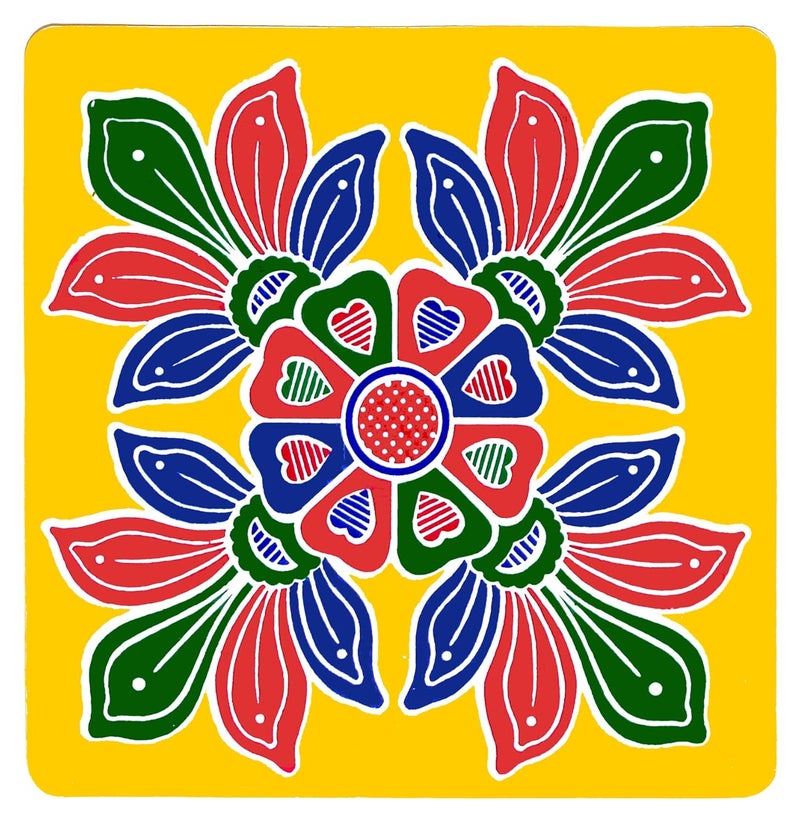 ABS HERBALS 3D Rangoli Sticker kolam Sticker Traditional ArtDesign PVC Self Adhesive Sticker for Pooja Room Home Entrance Wall Tile Floor CM3pic Pack of 3 - Image 4
