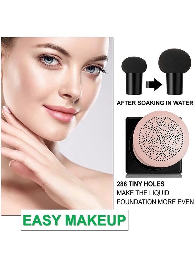 AWCCXMYM Mushroom Head Air Cushion CC Cream Foundation BB Cream Foundation Makeup Moisturizing CC Cream Liquid Foundation,Concealer Lasting Makeup Foundation Even Skin Tone Makeup Base Primer(Natural)  - Image 3