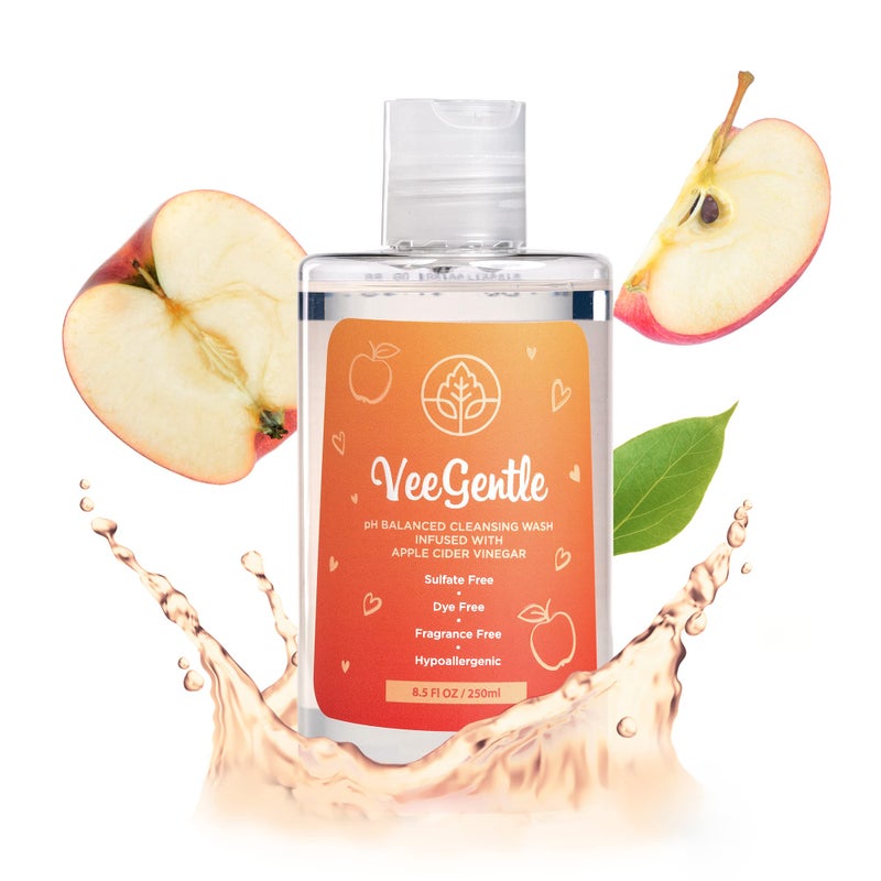 VeeFresh - VeeGentle pH Balanced Feminine Wash with Apple Cider Vinegar - Gentle, Soothing Vaginal Wash Cleanser, 250ml Intimate Soap for Women - Hypoallergenic Feminine Hygiene Wash for Odor Control - Image 1