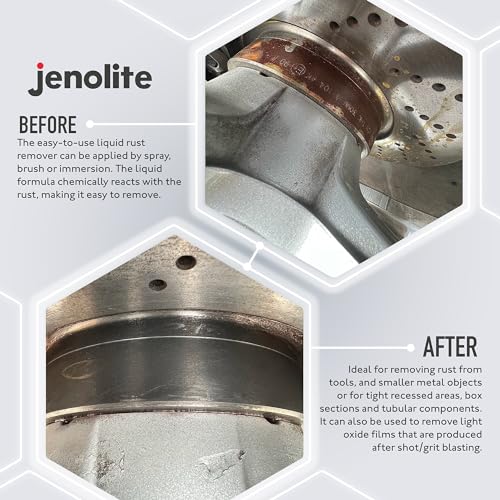 JENOLITE سائل إزالة الصدأ الأصلي من جينوليت - علاج صدأ بقوة صناعية - يزيل الصدأ حتى المعدن العاري - 1.32 جالون (5 لترات) - Image 5