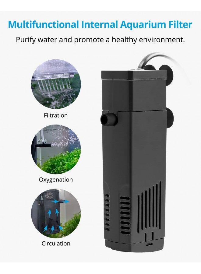 NICREW NICREW Aquarium Internal Filter, Submersible Power Filter with Multiple Function for Fish Tanks 5-10 Gallon, 53 GPH, 5W - Image 2