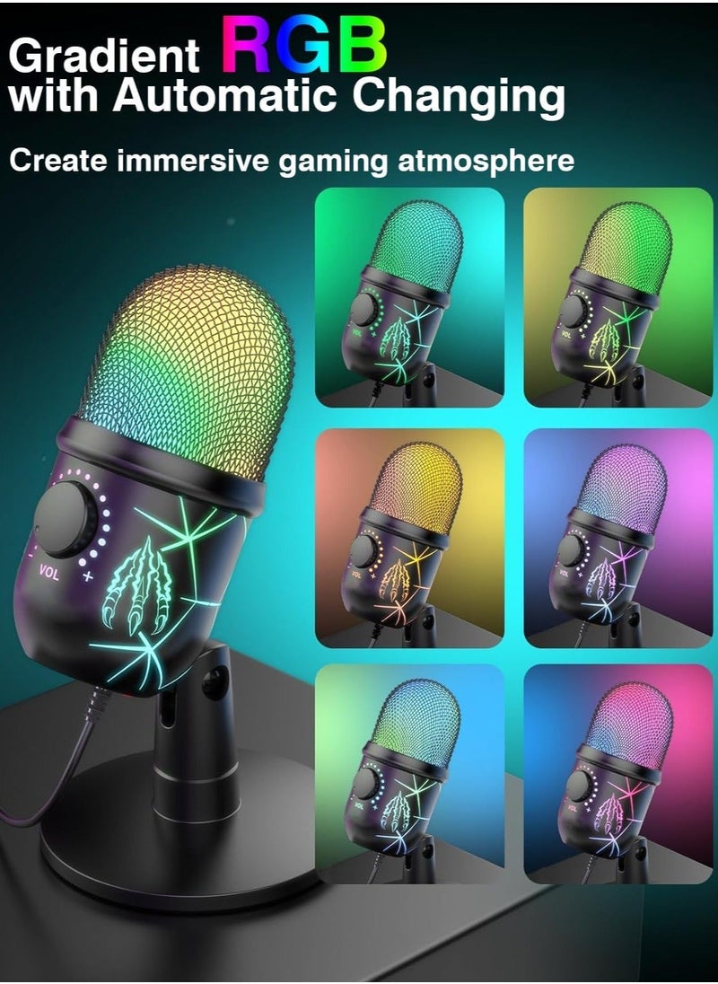 Arabest - USB Microphone, Plug and Play Gaming Mic for PC, Mac, PS4/5, Podcast Microphone with RGB, Mute, Monitor, Noise Reduction, Volume Gain, Great for Recording, Streaming - Image 1