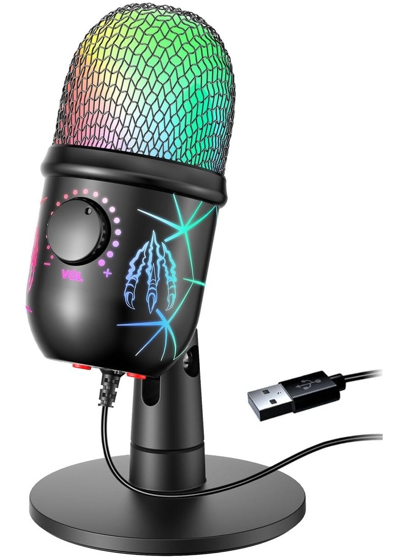 Arabest - USB Microphone, Plug and Play Gaming Mic for PC, Mac, PS4/5, Podcast Microphone with RGB, Mute, Monitor, Noise Reduction, Volume Gain, Great for Recording, Streaming - Image 1