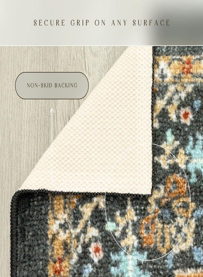 مابلز راغز سجادة روبي الشرقية من مابلز روجز - صنع في الولايات المتحدة الأمريكية - قابلة للغسل، مانعة للانزلاق، مناسبة للاستخدام الداخلي في الممرات والمطابخ وغرف الغسيل، مقاس 2 × 6 قدم، لون أحمر/ذهبي - Image 5