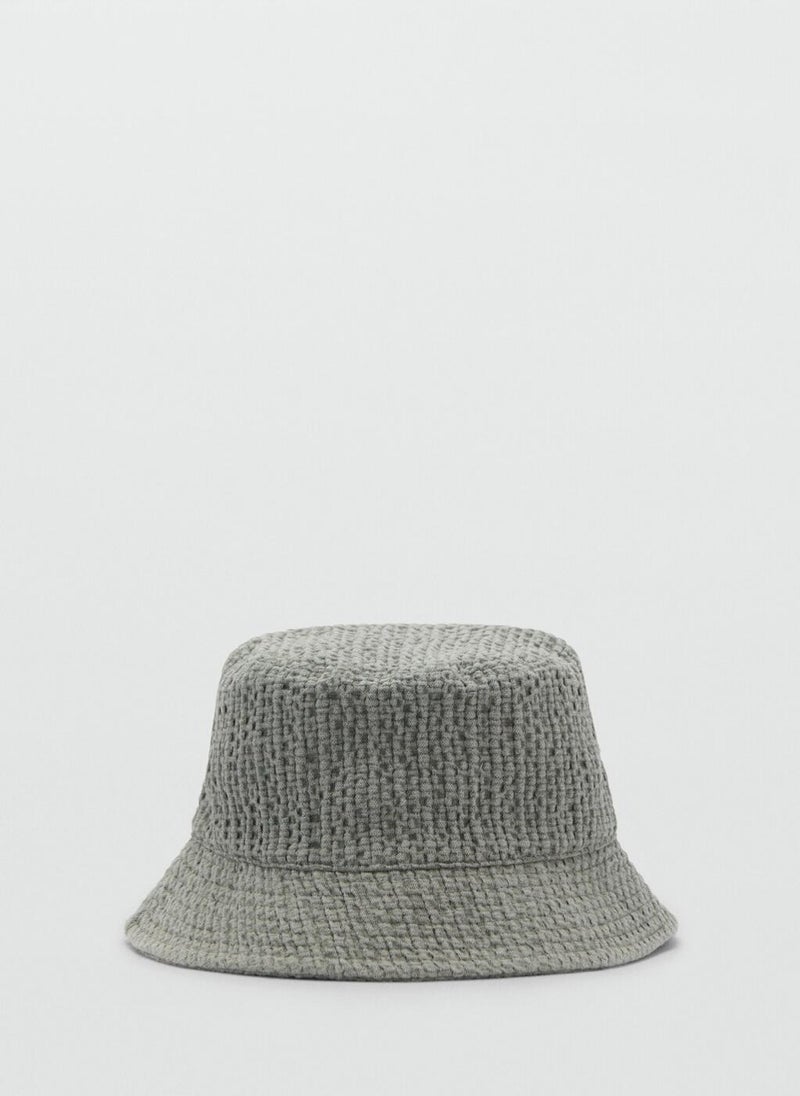 MANGO Textured Cotton Bucket Hat  - Image 1