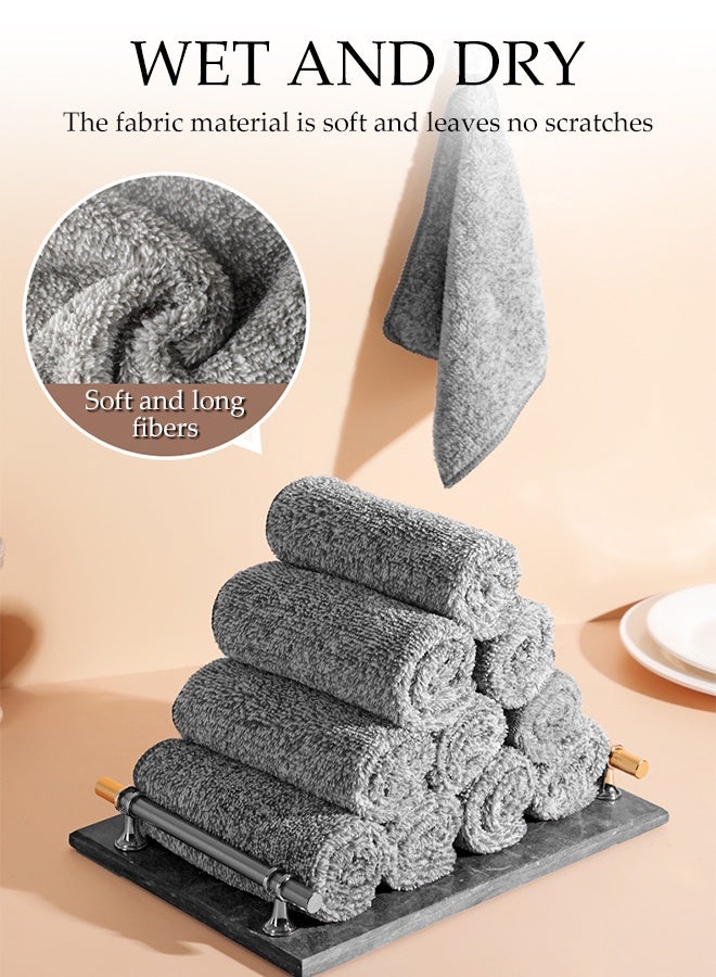 DUNISO 5 Pcs Microfiber Cleaning Cloth,Bamboo Charcoal Fibre Cleaning Rags,Kitchen Fast Drying Towel,Grease Separating,Easy-Rinse Antibacterial,Odor-Free,for Washing Dishes, Glass & Tables,25*25cm - Image 5