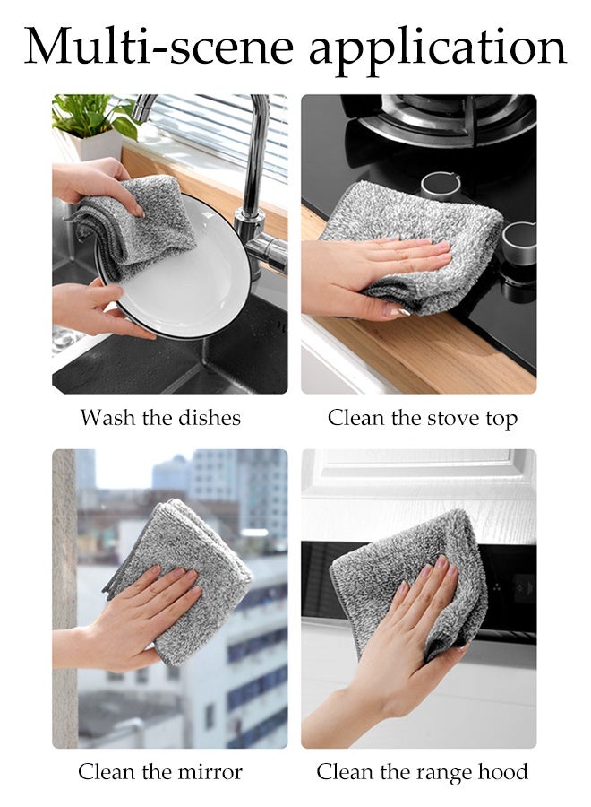 DUNISO 5 Pcs Microfiber Cleaning Cloth,Bamboo Charcoal Fibre Cleaning Rags,Kitchen Fast Drying Towel,Grease Separating,Easy-Rinse Antibacterial,Odor-Free,for Washing Dishes, Glass & Tables,25*25cm - Image 3