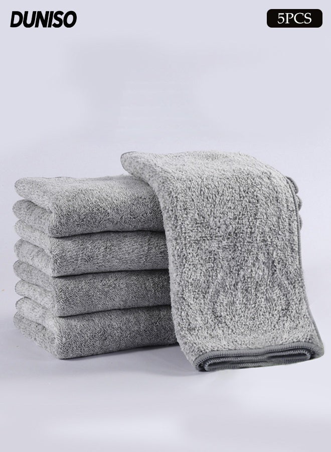 DUNISO 5 Pcs Microfiber Cleaning Cloth,Bamboo Charcoal Fibre Cleaning Rags,Kitchen Fast Drying Towel,Grease Separating,Easy-Rinse Antibacterial,Odor-Free,for Washing Dishes, Glass & Tables,25*25cm - Image 1