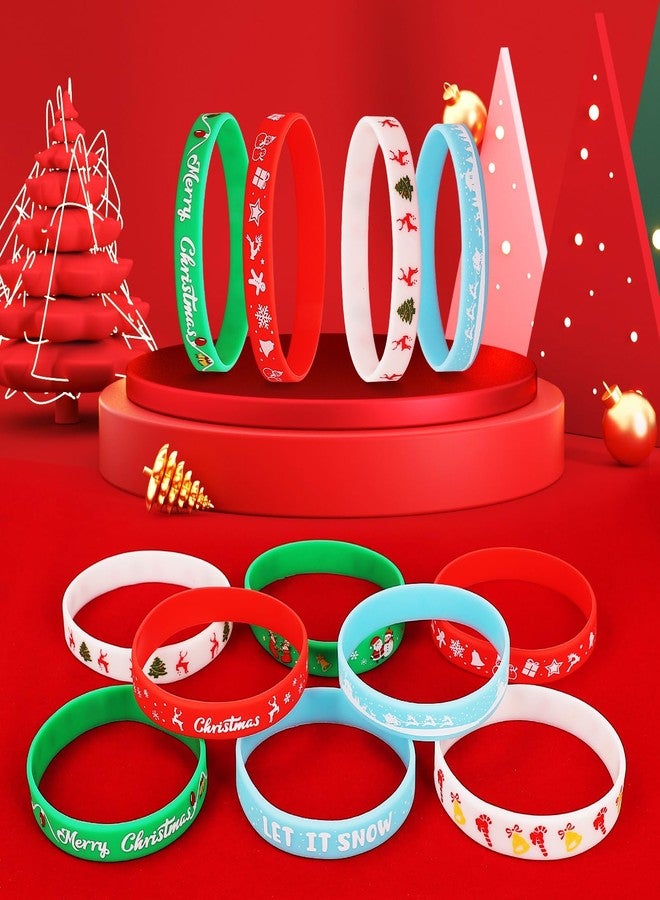 EKisemio 48pcs Christmas Silicone Bracelets Holiday Rubber Decoration Wristbands Stocking Stuffers Christmas Themed Party Supply Favors Gifts for Kids - Image 5