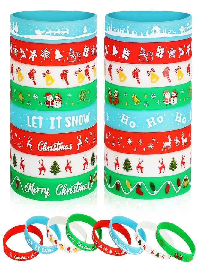 EKisemio 48pcs Christmas Silicone Bracelets Holiday Rubber Decoration Wristbands Stocking Stuffers Christmas Themed Party Supply Favors Gifts for Kids - Image 1