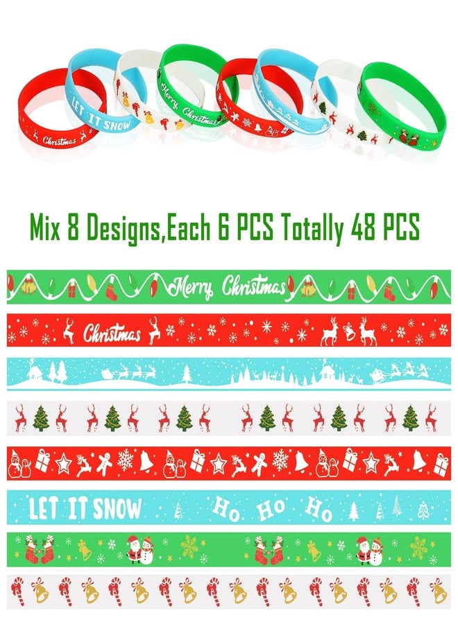EKisemio 48pcs Christmas Silicone Bracelets Holiday Rubber Decoration Wristbands Stocking Stuffers Christmas Themed Party Supply Favors Gifts for Kids - Image 3