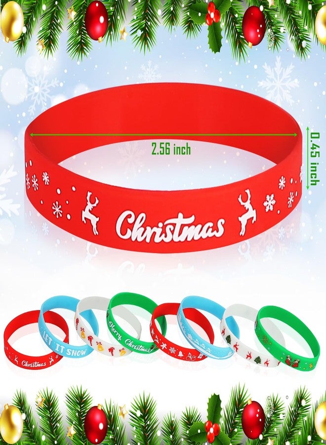 EKisemio 48pcs Christmas Silicone Bracelets Holiday Rubber Decoration Wristbands Stocking Stuffers Christmas Themed Party Supply Favors Gifts for Kids - Image 2