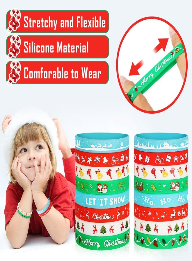 EKisemio 48pcs Christmas Silicone Bracelets Holiday Rubber Decoration Wristbands Stocking Stuffers Christmas Themed Party Supply Favors Gifts for Kids - Image 4