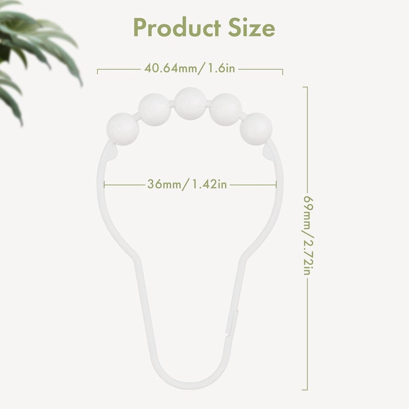 Amazer Shower Curtain Hooks, Decorative Shower Curtain Hooks Rust-Resistant Stainless Steel Shower Curtain Hooks for Bathroom Shower Rod-Set of 12, Polished White - Image 3