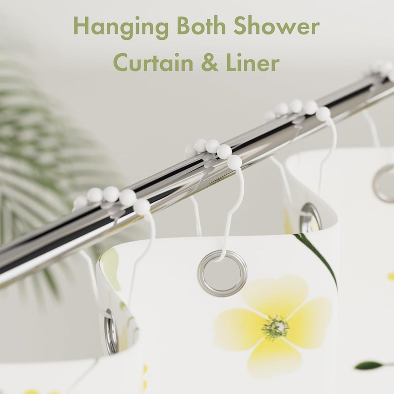 Amazer Shower Curtain Hooks, Decorative Shower Curtain Hooks Rust-Resistant Stainless Steel Shower Curtain Hooks for Bathroom Shower Rod-Set of 12, Polished White - Image 2