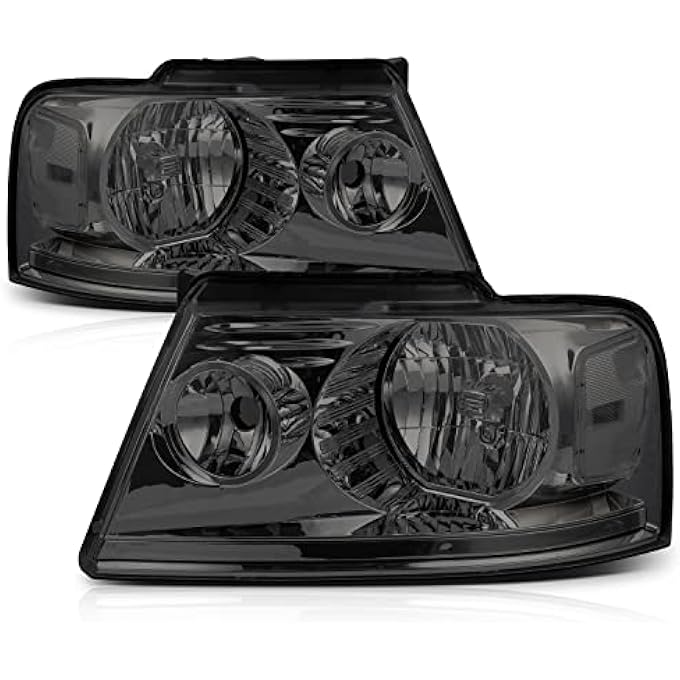 M-AUTO LhRh Factory Style Headlights Assembly Compatible With 2004 2005 2006 2007 2008 Ford F1502006 2007 2008 Mark Lt Chrome Housing Smoke Lens Clear Corner Headlamps For DriverPassenger Side - Image 1
