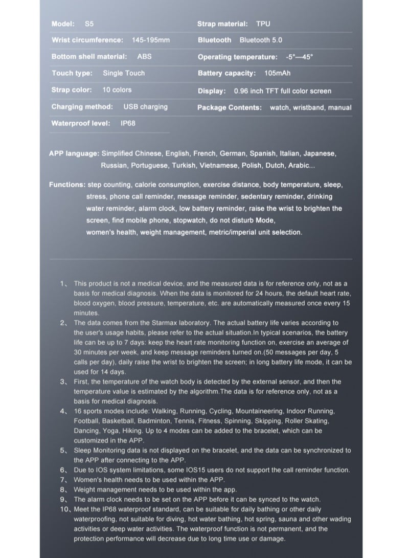 Smart Band S5 Sport Smart Watch Multilanguage Heart Rate Monitor Waterproof Fitness Bracelet Watches(Pink) - Image 2