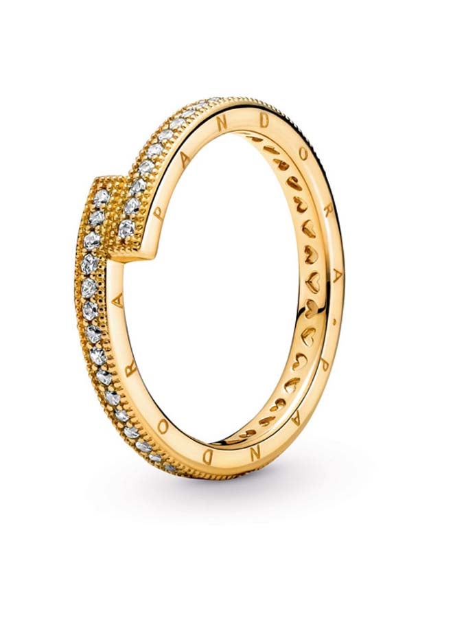 PANDORA Pandora Logo 14K Gold-Plated Ring with Clear Cubic Zirconia