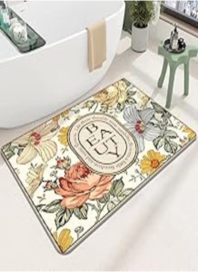 LESTER LESTER Anti-Slip Bathroom Mat rectangle shape flowers design multi-colors 50x80cm 