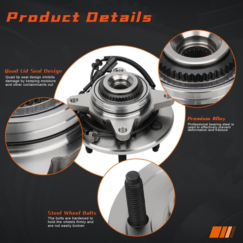 DRIVESTAR 515046 Front 6 Lug Wheel Hub & Bearing Assembly for F-150 Heritage 2004-2005, 4x4 4WD, w/ABS (Pair) - Image 4