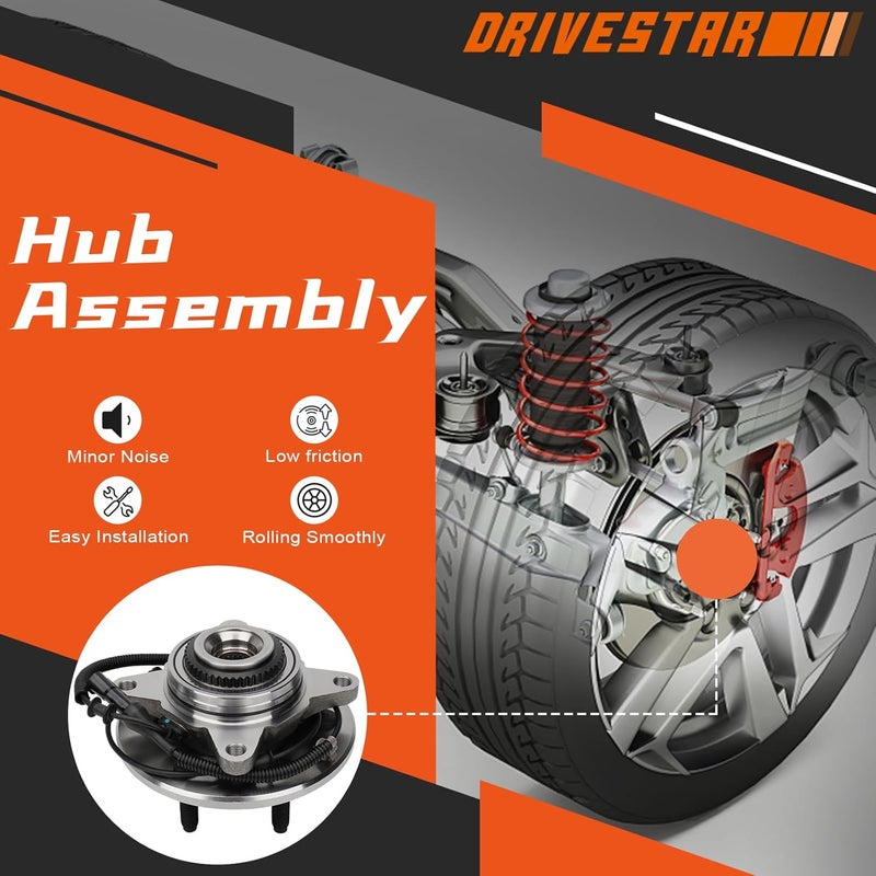 DRIVESTAR 515046 Front 6 Lug Wheel Hub & Bearing Assembly for F-150 Heritage 2004-2005, 4x4 4WD, w/ABS (Pair) - Image 2