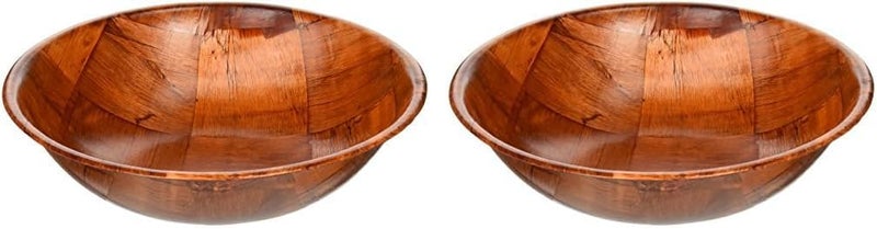 Winco Winco 10Inch WWB10 Wooden Woven Salad Bowl Brown Pack of 2  - Image 1