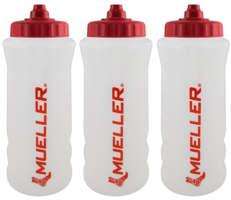 Mueller Quart Bottle w/Sureshot Squeeze  Natural Color w/Red Letters (3-Pack)
