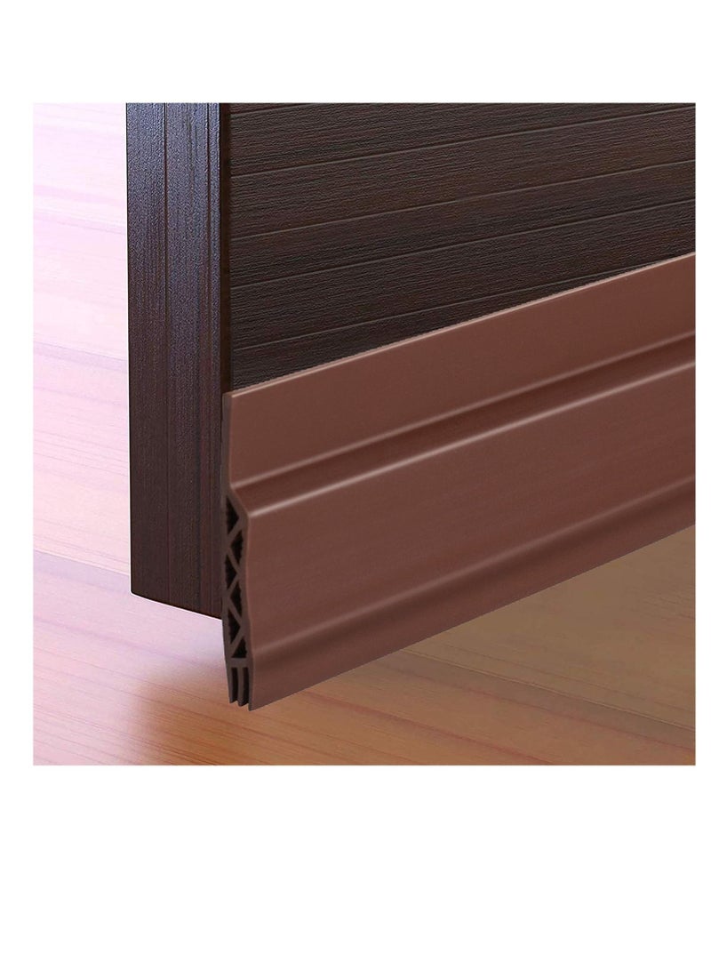 Adhesive Under Door Sweep Weather Stripping Soundproof Rubber Bottom Seal with Wider Strong for Interior Exterior Doors Guard Against Drafts Dust Noise Animals (1M Brown) - Image 1
