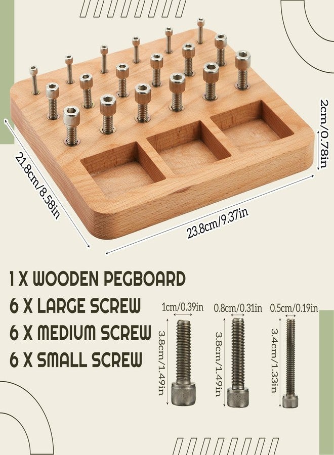 Arrowbash Wooden Pegboard for Finger Dexterity, Comes with 3 Sizes of Pegs and Holes to Improve Fine Motor Skills and Finger Dexterity Hand-eye Coordination, Comes with 18 Solid Metal Screws - Image 2